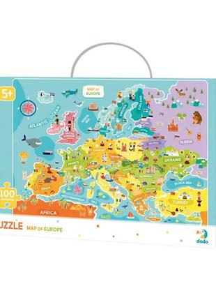 Дитячий пазл "карта європи" англійська версія dodo 300124, 100 деталей