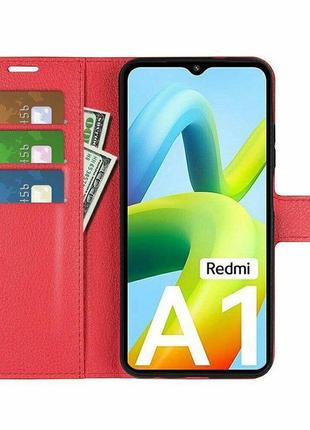 Чехол-книжка с карманами для карт на xiaomi redmi a1 цвет красный2 фото