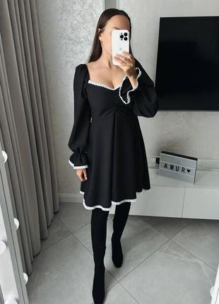 Сукня жіноча чорна з білим мережевом6 фото