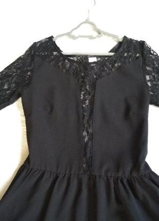 H&m чёрное платье, платье с кружевом, школьное,3 фото