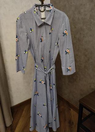Голубое кэжуал платье vovk с цветочным принтом2 фото