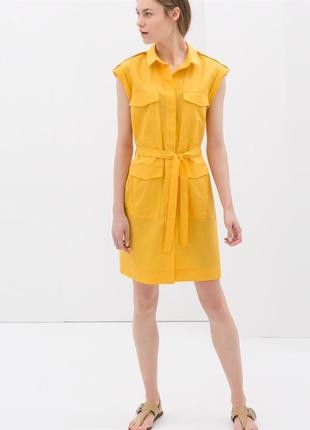 Шикарне яскраво-жовте плаття -рубашка zara, розмір хс-с