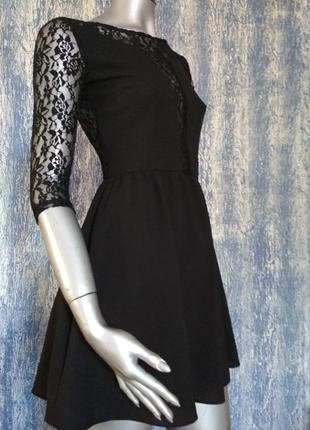 H&m чёрное платье, платье с кружевом, школьное,1 фото