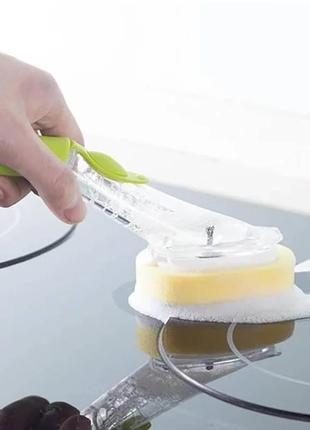 Щітка для миття посуду rise-up automatic liquid cleaning brush із дозатором та насадками багатофункціональна5 фото