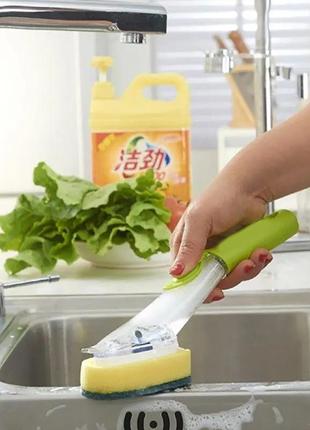 Щітка для миття посуду rise-up automatic liquid cleaning brush із дозатором та насадками багатофункціональна7 фото