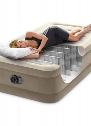 Надувне ліжко одномісне intex 99x191x46 см deluxe 64426 бежеве, ultra plush, з вбудованим насосом8 фото