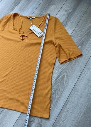 Трикотажная футболка в рубчик яркая мангровая футболка с завязкой в рубчик оранжевый футболка xxl3 фото