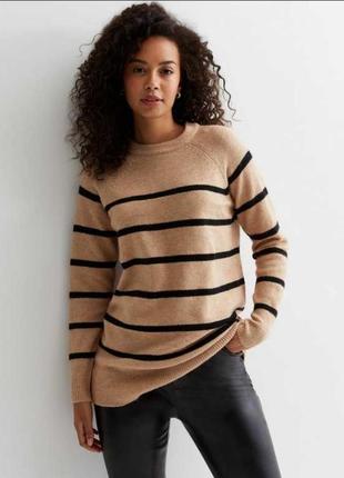 Удлиненный женский полосатый свитер2 фото