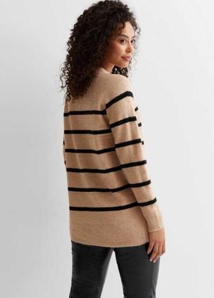 Удлиненный женский полосатый свитер4 фото