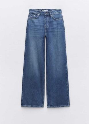Синие джинсы прямого кроя wide leg из новой коллекции zara размер s
