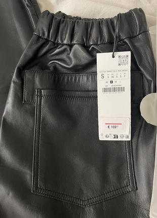 100% натурально шкіряні штани zara — джогери zw leather collection | 5479/248 в наявності s9 фото