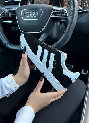 Женские кроссовки adidas originals gazelle black white адидас газели замшевые