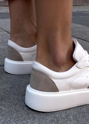Кеди кросівки жіночі білі шкіра4 фото