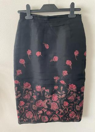 Фатиновая юбка- карандаш с цветами