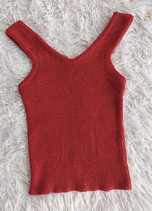 В'язаний топ жатка з в-вирізом тренд dusty cedar color
