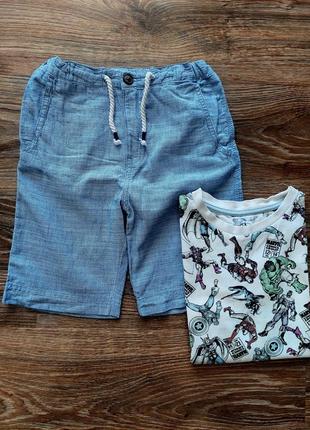 Шорты чинос из натуральной ткани хлопок + лен от h&m3 фото