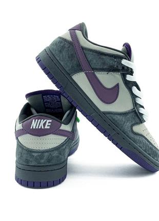 Чоловічі кросівки сіоі з фіолетовим у стилі nike sb dunk low purple"pigeon"