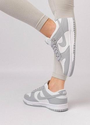 Женские кроссовки nike sb dunk low white grey найк сб данк низкие