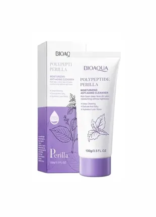 Пінка для вмивання з екстрактом перилли bioaqua polypeptide perrila anti-aging cleanser, 100 мл4 фото