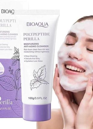 Пенка для умывания с экстрактом периллы bioaqua polypeptide perrila anti-aging cleanser, 100 мл