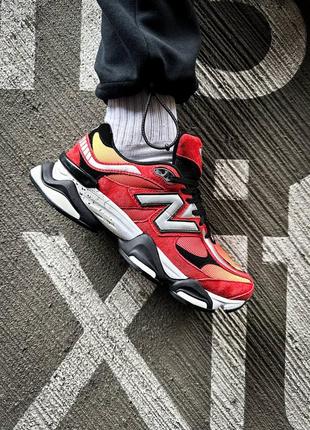 Мужские кроссовки красные с черным в стиле dtlr new balance 9060 "fire sign"