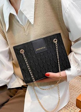 Модна чорна стильна сумка жіноча сумочка 31381 фото