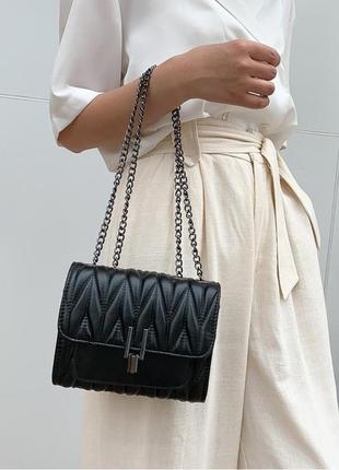Модна чорна стильна сумка жіноча сумочка 31391 фото