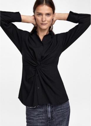 Черная рубашка с перекрутом от zara woman 🏷 размер: м 🧶 в составе: лиоселл ⭐️2 фото