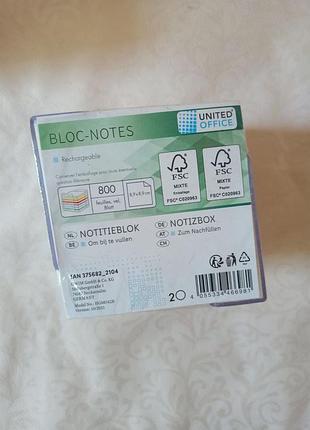 Папір стікер для нотаток 800 шт 8,9 х 8,9 см комбіновані або білі united office 8135