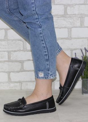 Женские черные стильные мокасины весенние-осенни кожаные/натуральная кожа-женская обувь на весну,осень8 фото