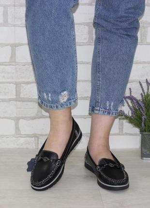 Женские черные стильные мокасины весенние-осенни кожаные/натуральная кожа-женская обувь на весну,осень9 фото