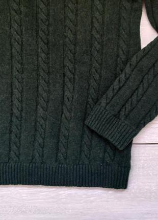 Теплый свитер шерстяной с горловиной с косами8 фото