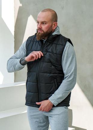 Дутая мужская жилетка жилет безрукавка без капюшона,