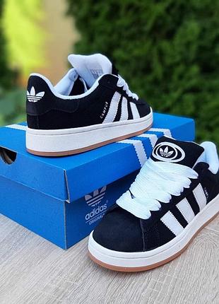 Женские замшевые кроссовки adidas kaos white black адидас кампус черные