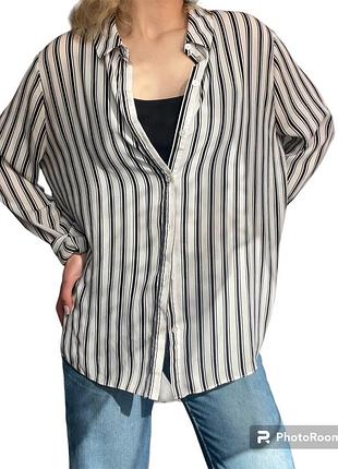 Шифоновая рубашка в полоску оверсайз