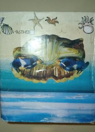 Пепельница с дельфинами керамика морская тематика