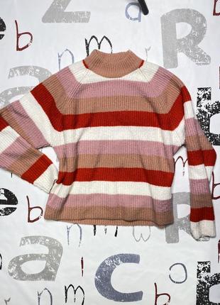 Яскравий светр в смужку рукав реглан овер сайз лонгслив смугастий3 фото