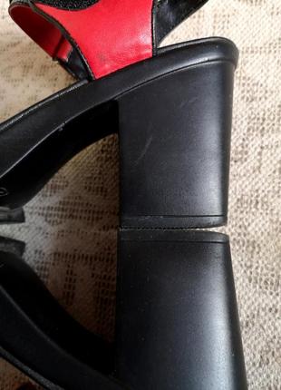 Красные босоножки на массивной подршве, босоножки 37р кожаные, босоножки на каблуке6 фото