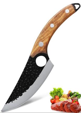 Нож кухонный. качественная крепкая кованая сталь 7cr17. чехол1 фото