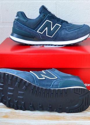 Чоловічі сині кросівки бренда new balance 574 популярна модель натуральна замша