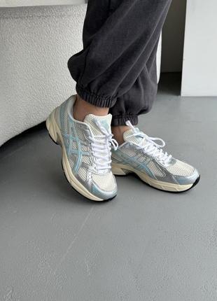 Ассикс гел серые с голубымasics gel-1130 silver blue2 фото