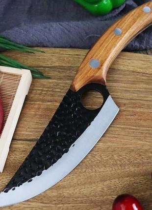 Нож кухонный. качественная крепкая кованая сталь 7cr17. чехол6 фото