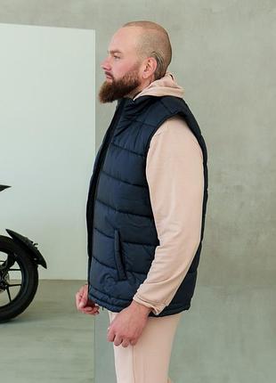 Дутая мужская жилетка жилет безрукавка без капюшона,