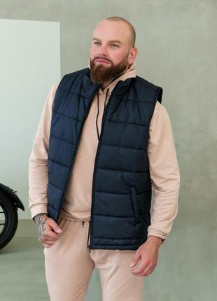 Дутая мужская жилетка жилет безрукавка без капюшона,