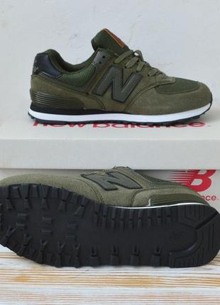 Якісні чоловічі замшеві кросівки new balance 574 в кольорі хакі весна літо осінь