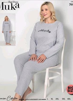 Піжама тепла бавовна жіноча, туреччина, великі розміри l xl 2xl 4xl 5xl
