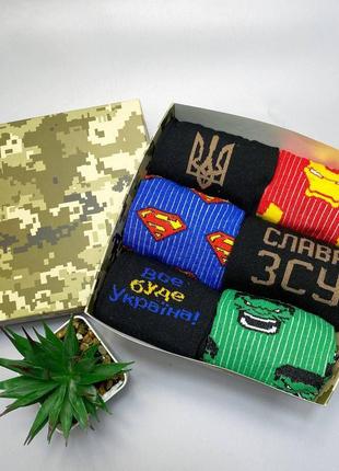 Бокс мужских носков 40-45 на 6 пар в подарочной коробке