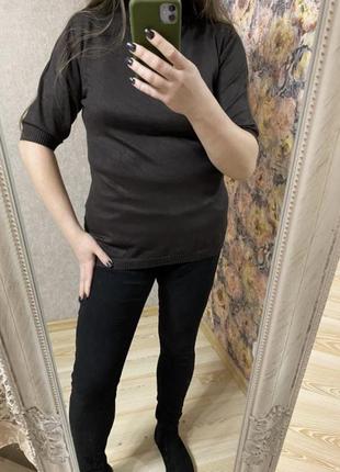 Подовжена зручна трикотажна футболка джемпер із коротким рукавом 50-54 р.7 фото