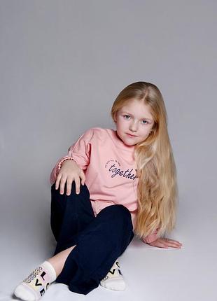 Нарядный костюм с брюками колеш с разрезом розовый с синим 7, 8, 9, 10 лет туреченица