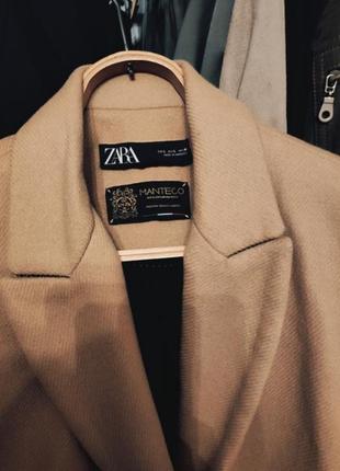 Красивое пальто zara,75 %шерсть, цвет кэмэл, woolblend.4 фото